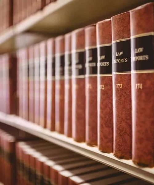 Close up of a lot of law reports in library